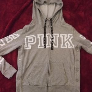 Gray PINK Zip Up Hoodie